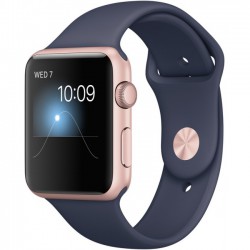 Apple Watch Series 2 42mm Rose Gold Aluminum Case with Midnight Blue Sport Band MNP32