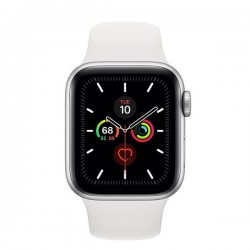 Apple Watch Series 5 GPS 44mm Silver Aluminum w. White b.- Silver Aluminum (MWVD2) 