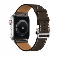 Apple Watch Hermes Series 4 GPS + LTE 44mm Steel Case w. Ebene Barenia Leather Tour Buckle (MU6U2)