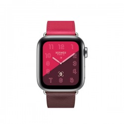 Apple Watch Hermes Series 4 GPS + LTE 40mm Steel c. w. Bordeaux/Rose/Swift Single Tour (MU6N2)