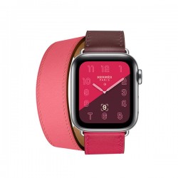 Apple Watch Hermes Series 4 GPS + LTE 40mm Steel w. Bordeaux/Rose Extreme/Rose Azalee Leather (MU702)