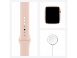  Apple Watch SE GPS 44mm Gold Aluminum Case with Pink Sand Sport Band (MYDR2)