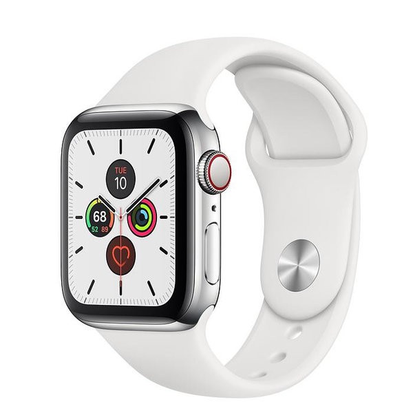 Apple Watch Series 5 LTE 44mm Steel w. White b.- Steel (MWW22)