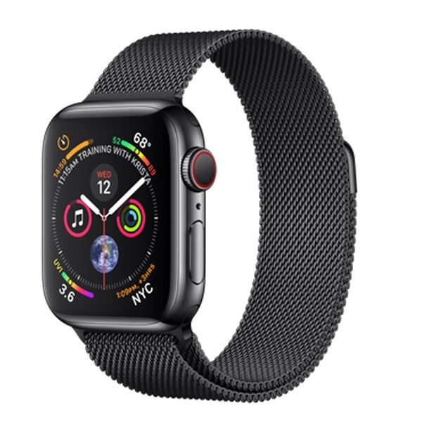 Apple Watch Series 4 (GPS+Cellular) 44mm Space Gray Stainless Steel Case With Black Milanese Loop (MTUQ2