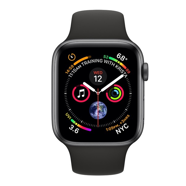 Apple Watch Series 4 (GPS) 44mm Space Gray Aluminum w. Black Sport Band (MU6D2)