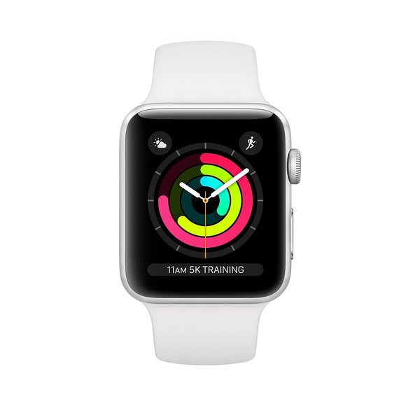 Apple Watch Series 3 (GPS+ Cellular) 38mm Silver Aluminium Case with White Sport Band (MTGG2)