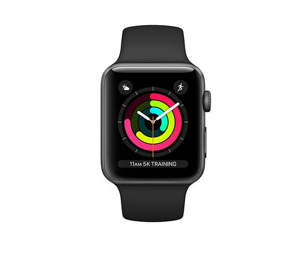 Apple Watch Series 3 (GPS+ Cellular) 38mm Space Gray Aluminium Case w. Black Sport B. Model A1858 (MTF02)