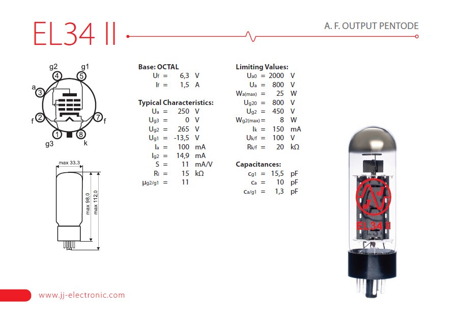 JJ ELECTRONIC EL34 II (Подобранная 4-ка)