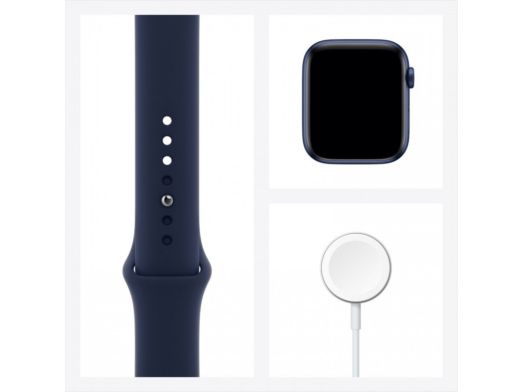 Apple Watch Series 6 LTE 44mm Blue Aluminum Case with Deep Navy Sport Band (M07J3)