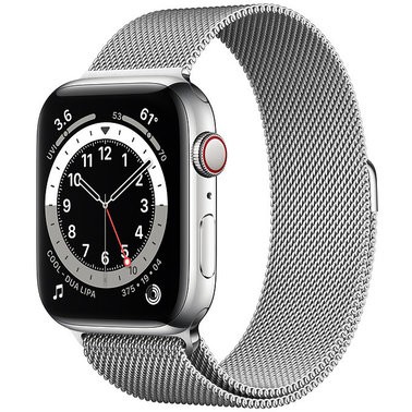  Apple Watch Series 6 LTE 44mm Silver Stainless Steel Case with Silver Milanese Loop (M07M3)