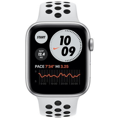 Apple Watch Nike Series 6 GPS 44mm Silver Al Case with Pure Platinum/Black Nike Sport Band (MG293)