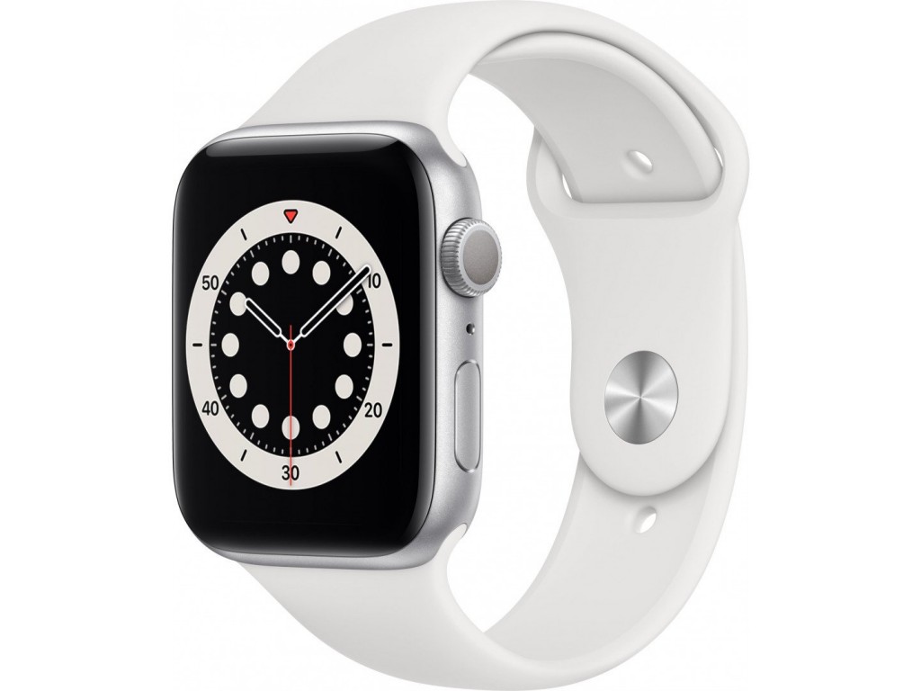 Apple Watch Series 6 LTE 40mm Silver Aluminum Case with White Sport Band (M02N3)