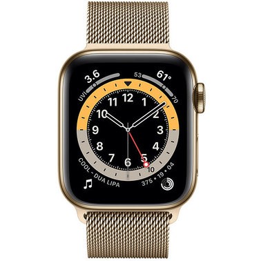 Apple Watch Series 6 LTE 40mm Gold Stainless Steel Case with Gold Milanese Loop (M02X3)