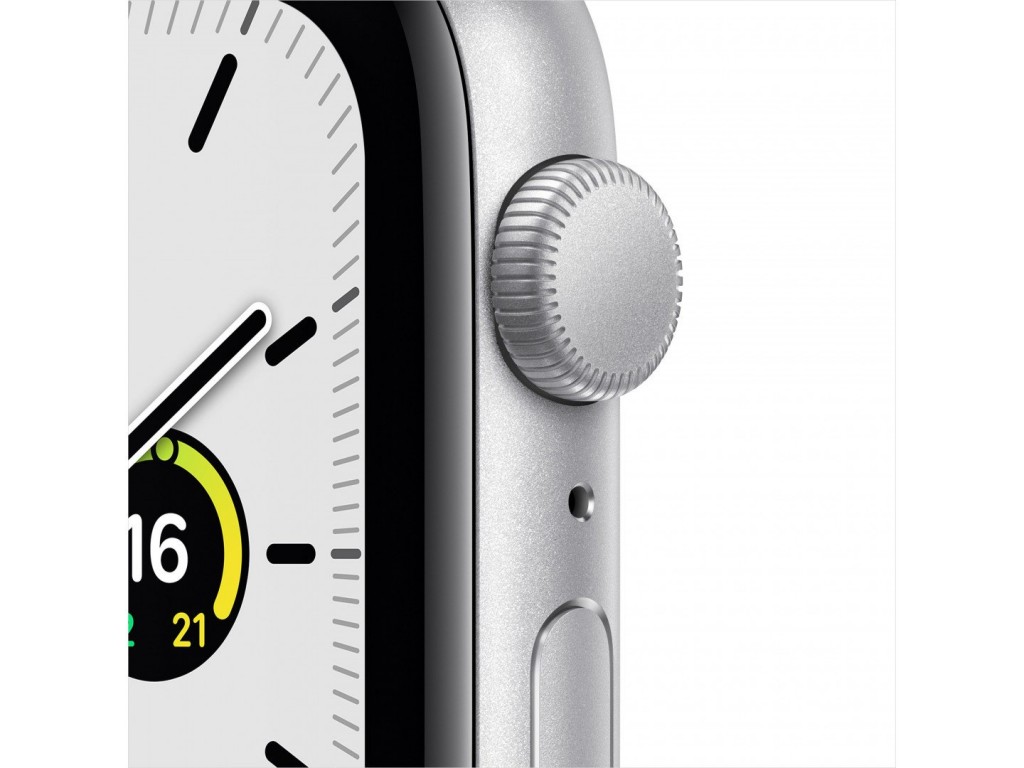 Apple Watch SE LTE 44mm Silver Aluminum Case with White Sport Band (MYEM2)