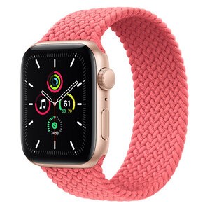 Apple Watch SE GPS 40mm Gold Aluminum Case with Pink Punch Braided Solo Loop (MYDY2)