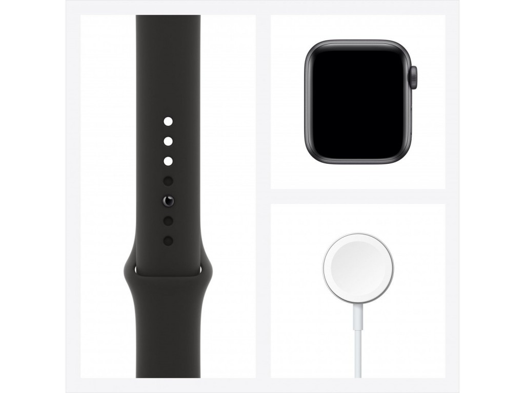Apple Watch SE GPS 40mm Space Gray Aluminum Case with Black Sport Band (MYDP2)