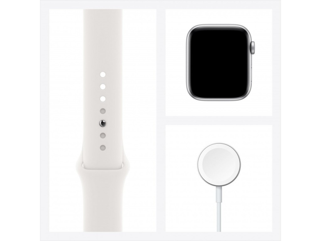 Apple Watch SE LTE 40mm Silver Aluminum Case with White Sport Band (MYE82)