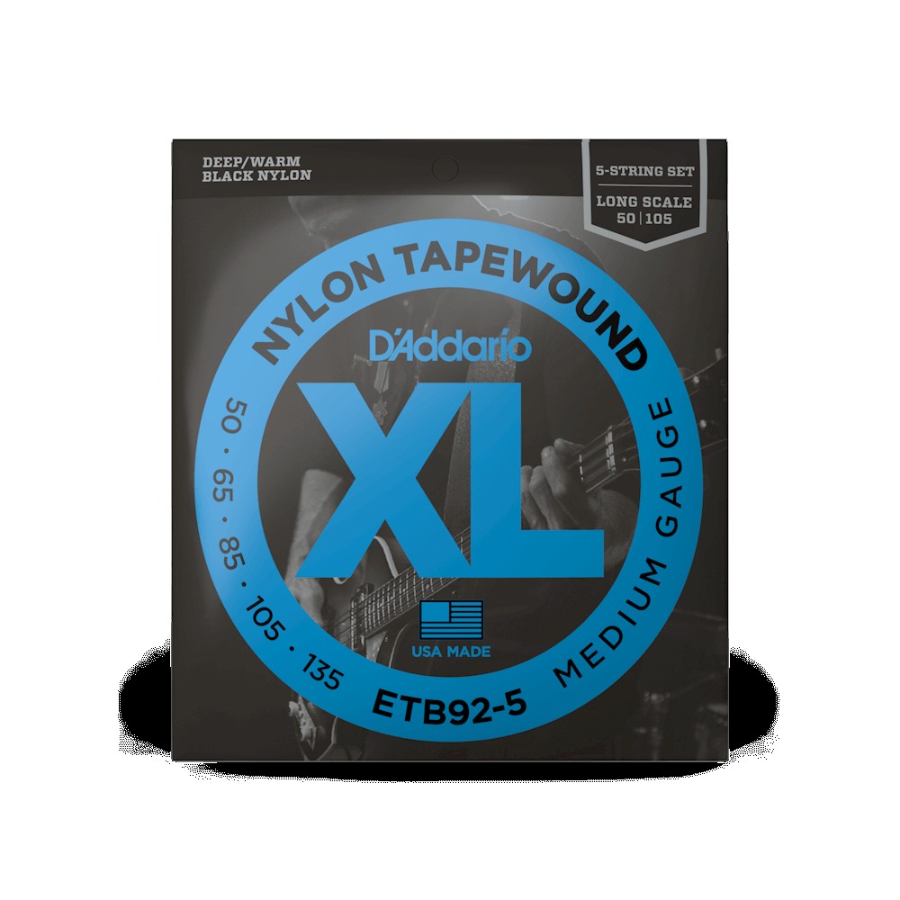 D`ADDARIO ETB92-5 XL NYLON TAPEWOUND 5-STRING BASS (50-135)