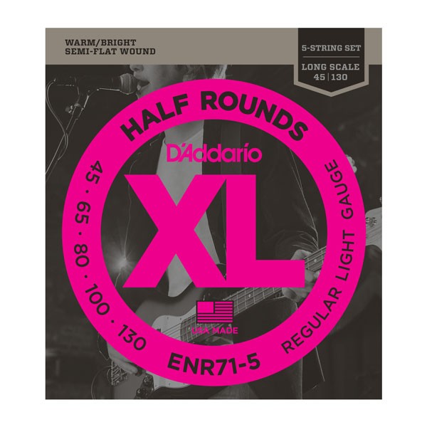D`ADDARIO ENR71-5 XL NICKEL HALF ROUNDS BASS 5 45-130