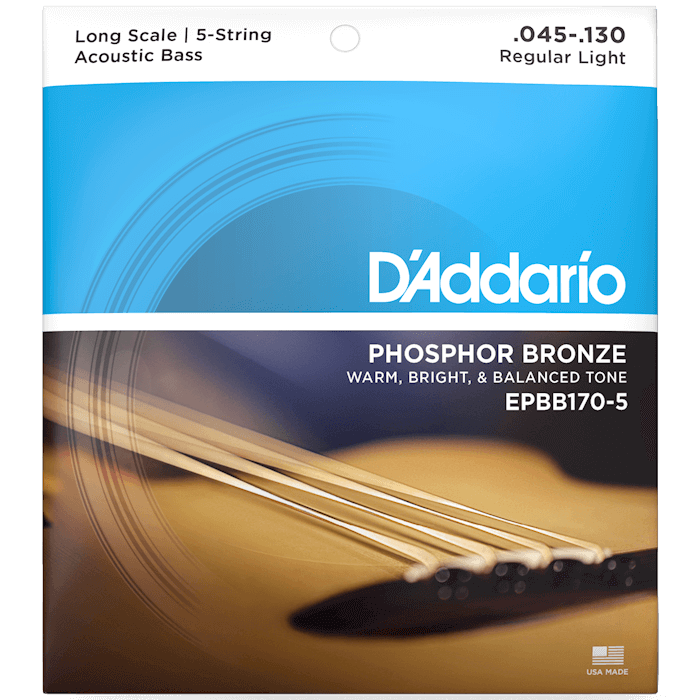 D`ADDARIO EPBB170-5 ACOUSTIC BASS PHOSPHOR BRONZE LIGHT 5-STRING (45-130)
