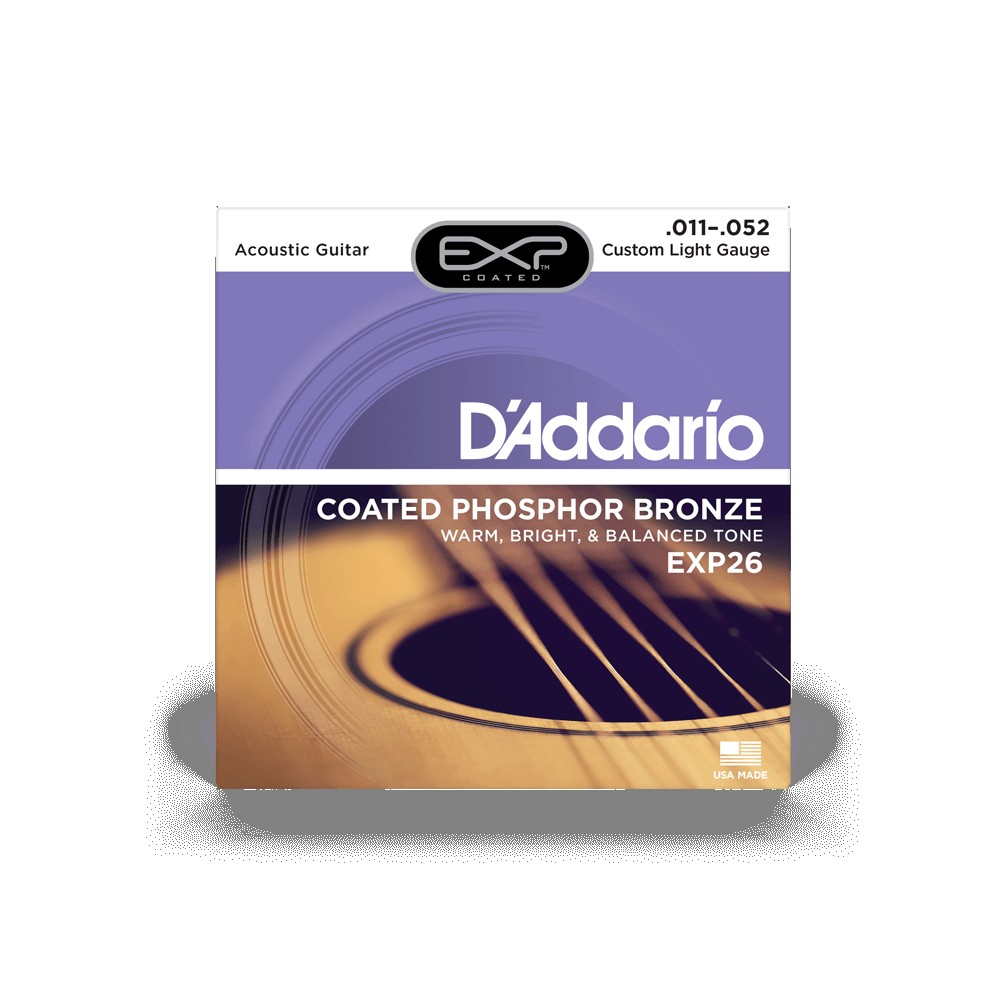 D`ADDARIO EXP26 EXP COATED PHOSPHOR BRONZE CUSTOM LIGHT (11-52)