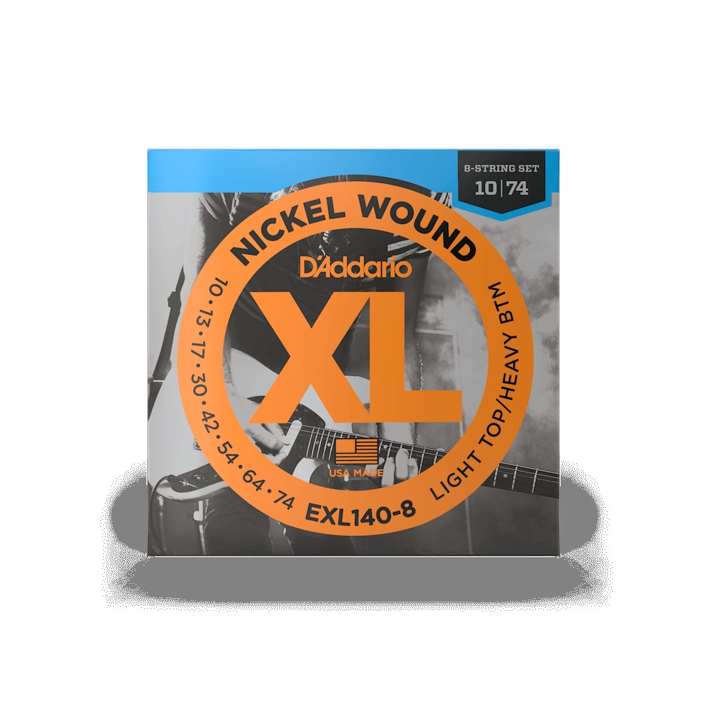 D`ADDARIO EXL140-8 XL NICKEL WOUND LIGHT TOP / HEAVY BOTTOM 8-STRING (10-74)