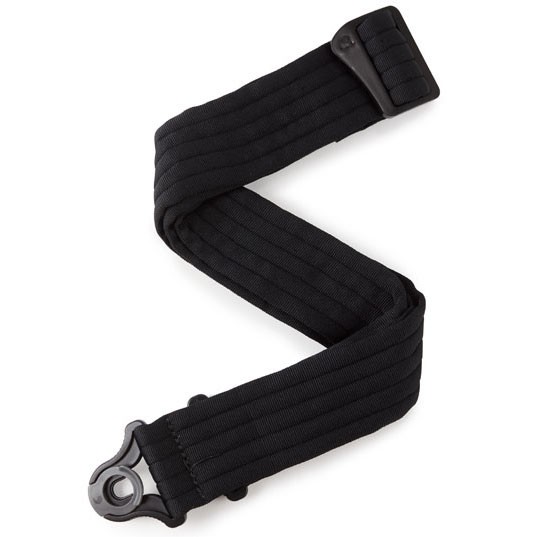 D'ADDARIO 50BAL01 AUTO LOCK GUITAR STRAP (BLACK PADDED STRIPES)