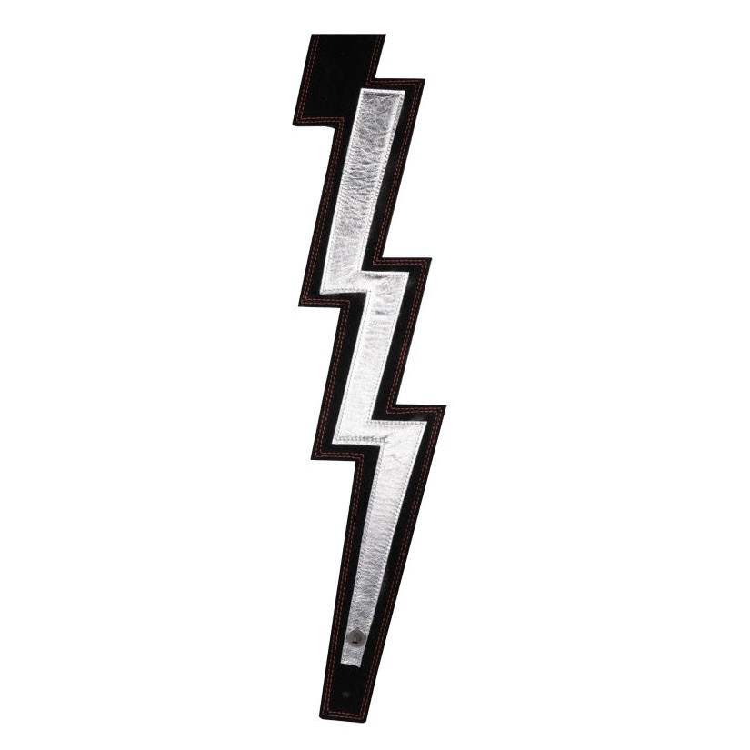 D'ADDARIO 25LNBT00 LIGHTNING BOLT SUEDE GUITAR STRAP (SILVER)