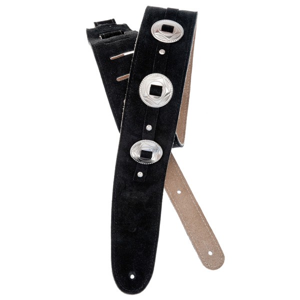 D'ADDARIO DELUXE LEATHER GUITAR STRAP (CONCHOS, BLACK)