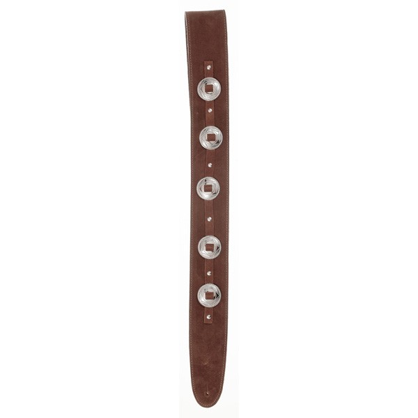 D'ADDARIO DELUXE LEATHER GUITAR STRAP (CONCHOS, BROWN)