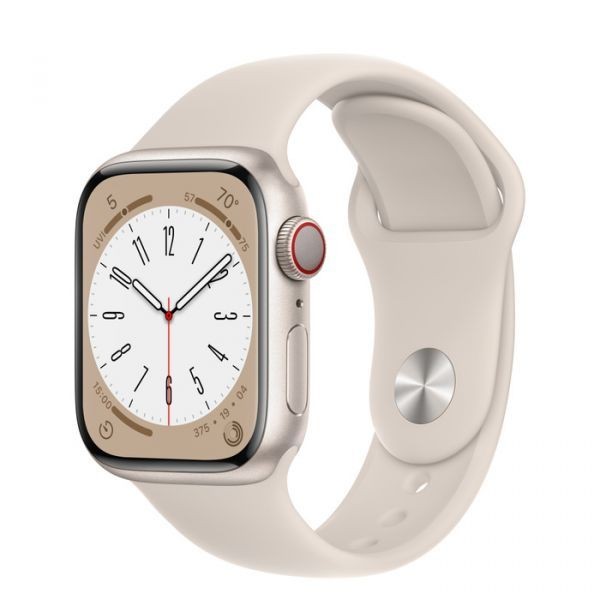 Apple Watch Series 8 GPS 41mm Starlight Aluminum Case with Starlight Sport Band (MNP03)