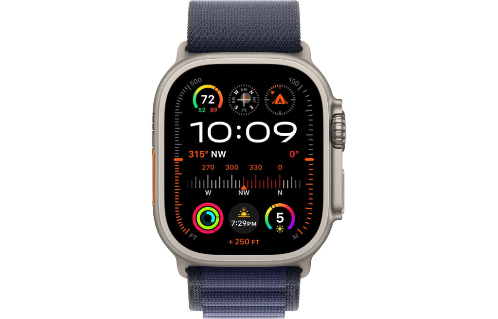Apple Watch Ultra 2 LTE 49mm Natural Titanium Case with Navy Alpine Loop - Medium (MXMY3)