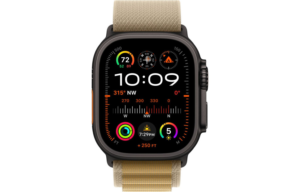 Apple Watch Ultra 2 LTE 49mm Black Titanium Case with Tan Alpine Loop - Small (MYQ03)