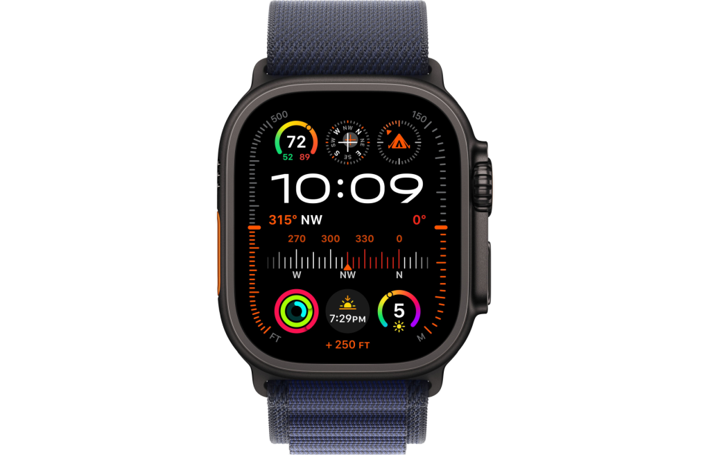 Apple Watch Ultra 2 LTE 49mm Black Titanium Case with Navy Alpine Loop - Small (MYTF3)