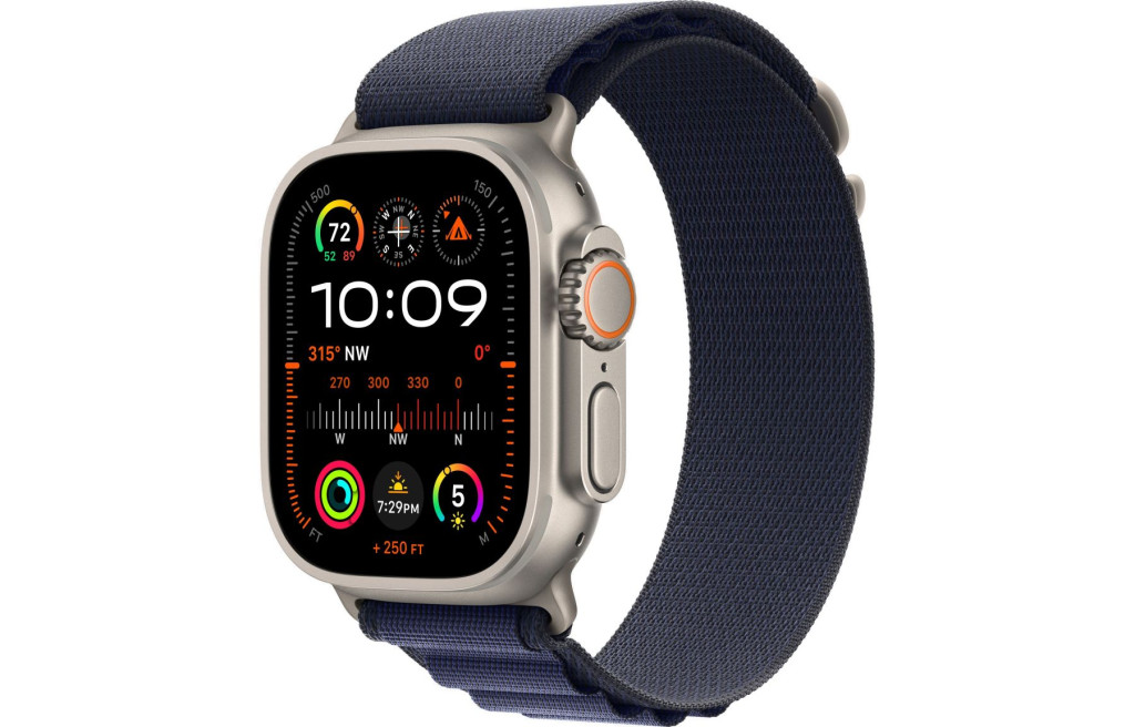 Apple Watch Ultra 2 LTE 49mm Black Titanium Case with Navy Alpine Loop - Medium (MYPX3)