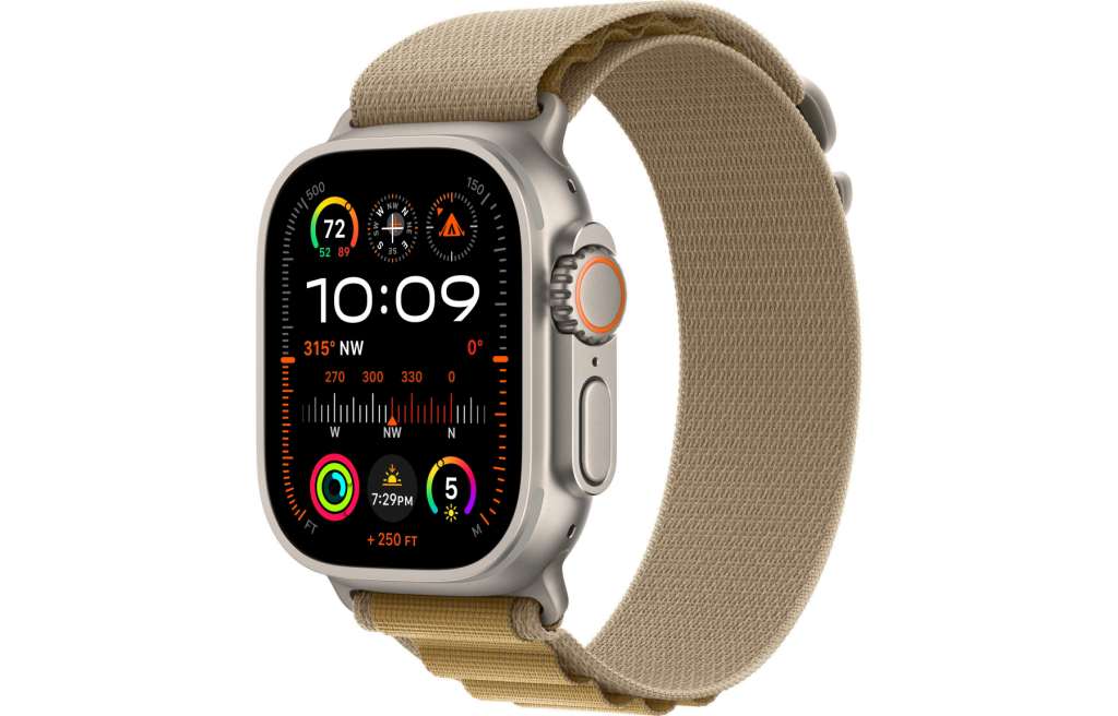 Apple Watch Ultra 2 LTE 49mm Natural Titanium Case with Tan Alpine Loop - Small (MX4E3)