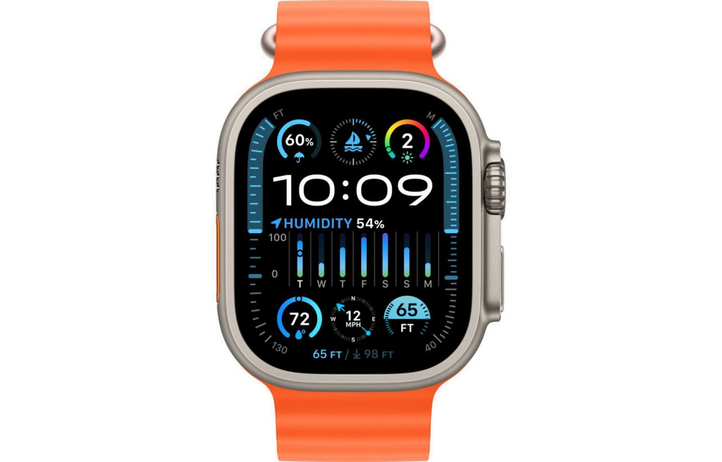 Apple Watch Ultra 2 GPS + Cellular 49mm Titanium Case with Orange Ocean Band (MREH3)