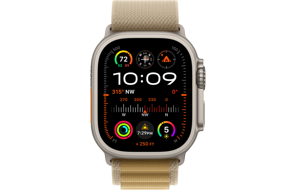 Apple Watch Ultra 2 LTE 49mm Natural Titanium Case with Tan Alpine Loop - Large (MX4H3)