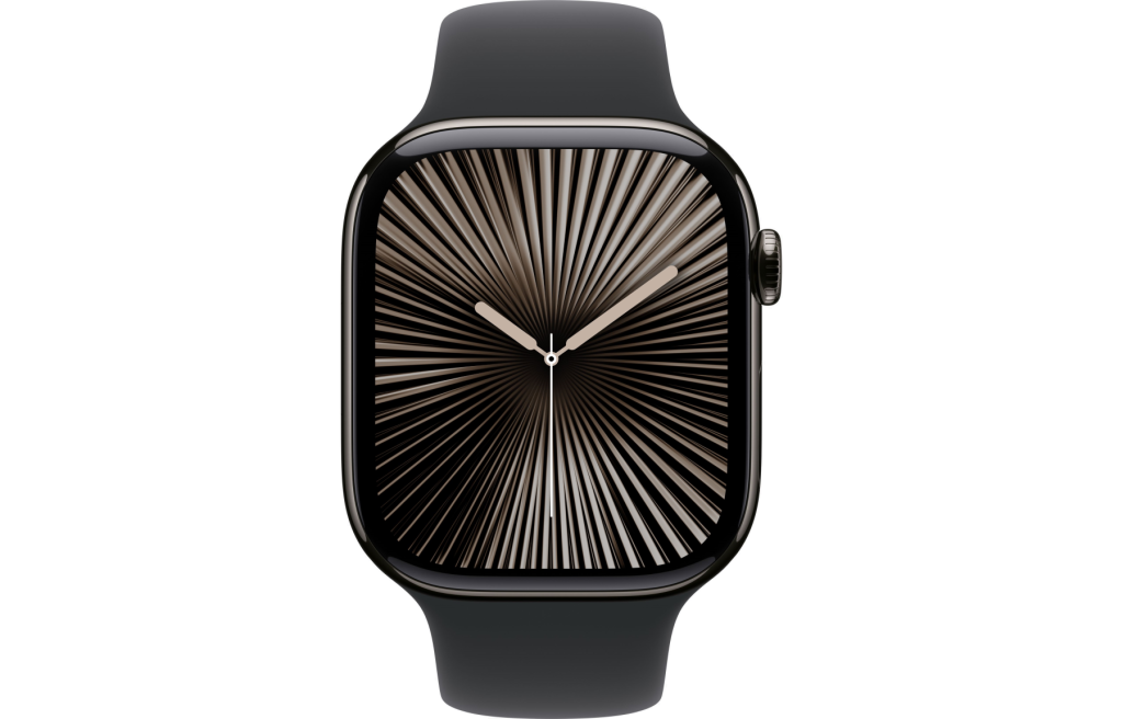 Apple Watch Series 10 LTE 46mm Slate Titanium Case w. Black Sport Band - M/L (MWYE3)