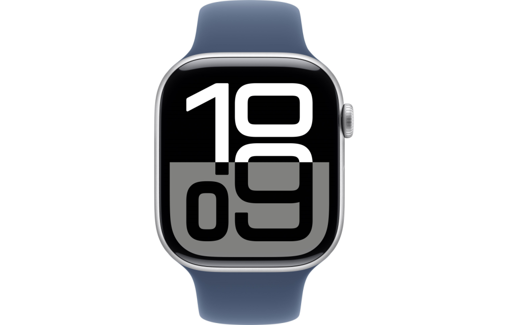 Apple Watch Series 10 LTE 46mm Silver Alu. Case w. Denim Sport Band - S/M (MWY03)