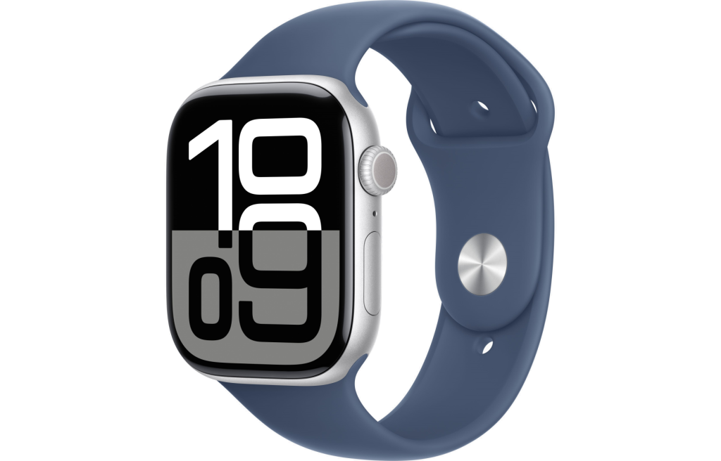 Apple Watch Series 10 LTE 46mm Silver Alu. Case w. Denim Sport Band - S/M (MWY03)