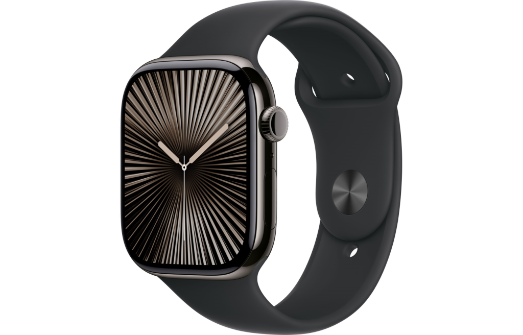 Apple Watch Series 10 LTE 42mm Slate Titanium Case w. Black Sport Band - S/M (MWXG3)