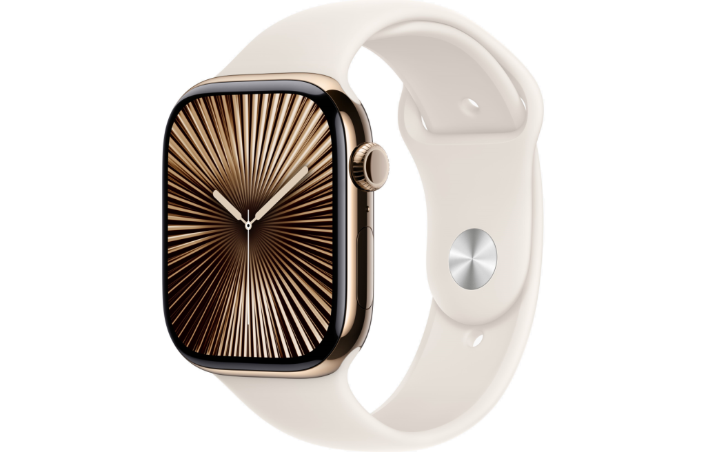 Apple Watch Series 10 LTE 42mm Gold Titanium Case w. Starlight Sport Band - M/L (MX073)