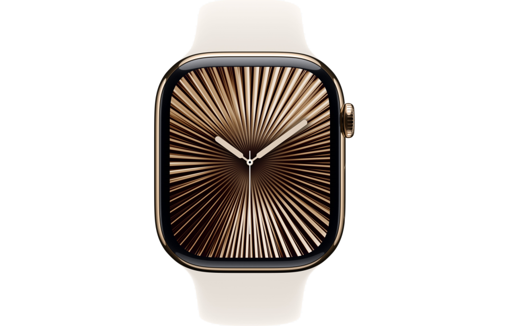 Apple Watch Series 10 LTE 42mm Gold Titanium Case w. Starlight Sport Band - M/L (MX073)