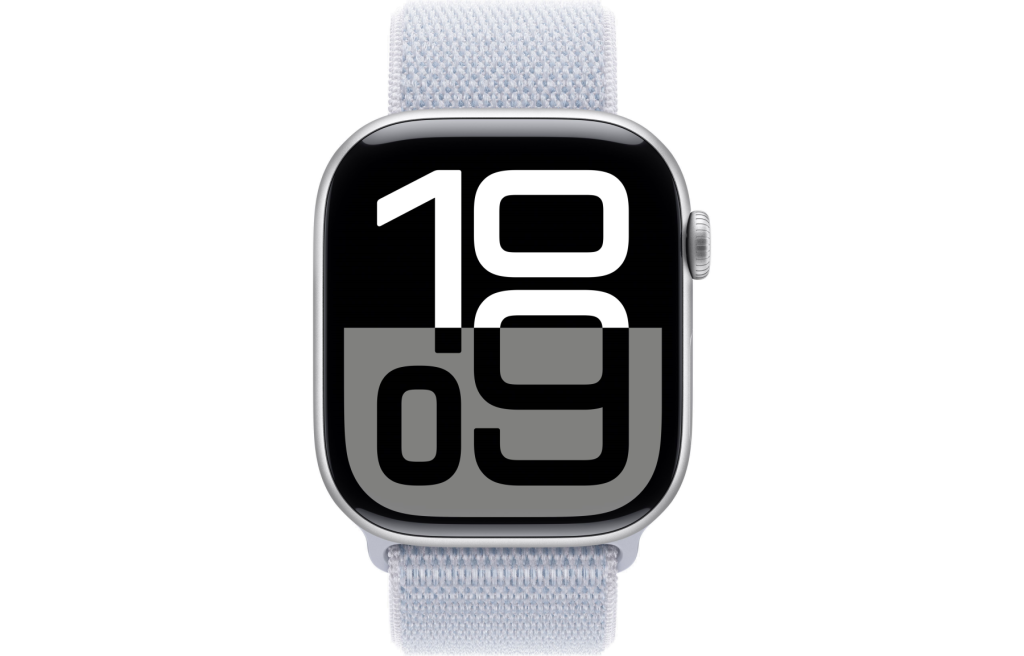 Apple Watch Series 10 GPS 42mm Silver Aluminum Case w. Blue Cloud Sport Loop (MWWD3)