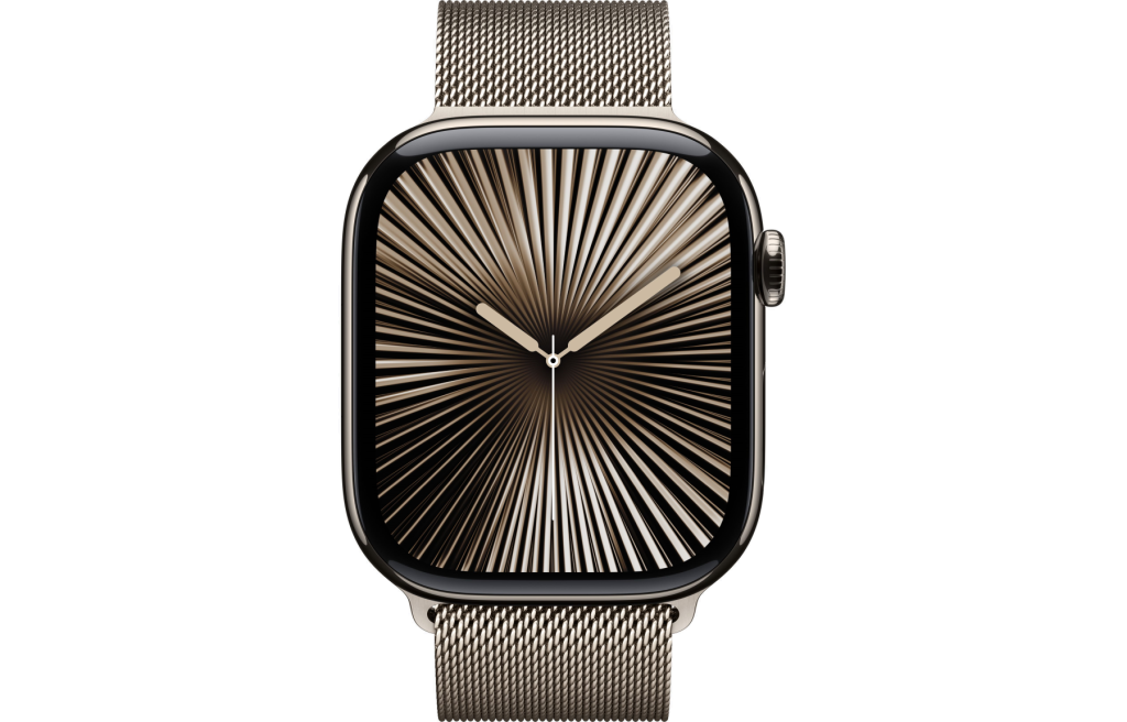 Apple Watch Series 10 LTE 46mm Natural Titanium Case w. Natural Milanese Loop M/L (MWYC3)
