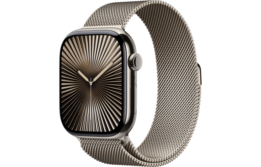Apple Watch Series 10 LTE 46mm Natural Titanium Case w. Natural Milanese Loop S/M (MC7Q4)