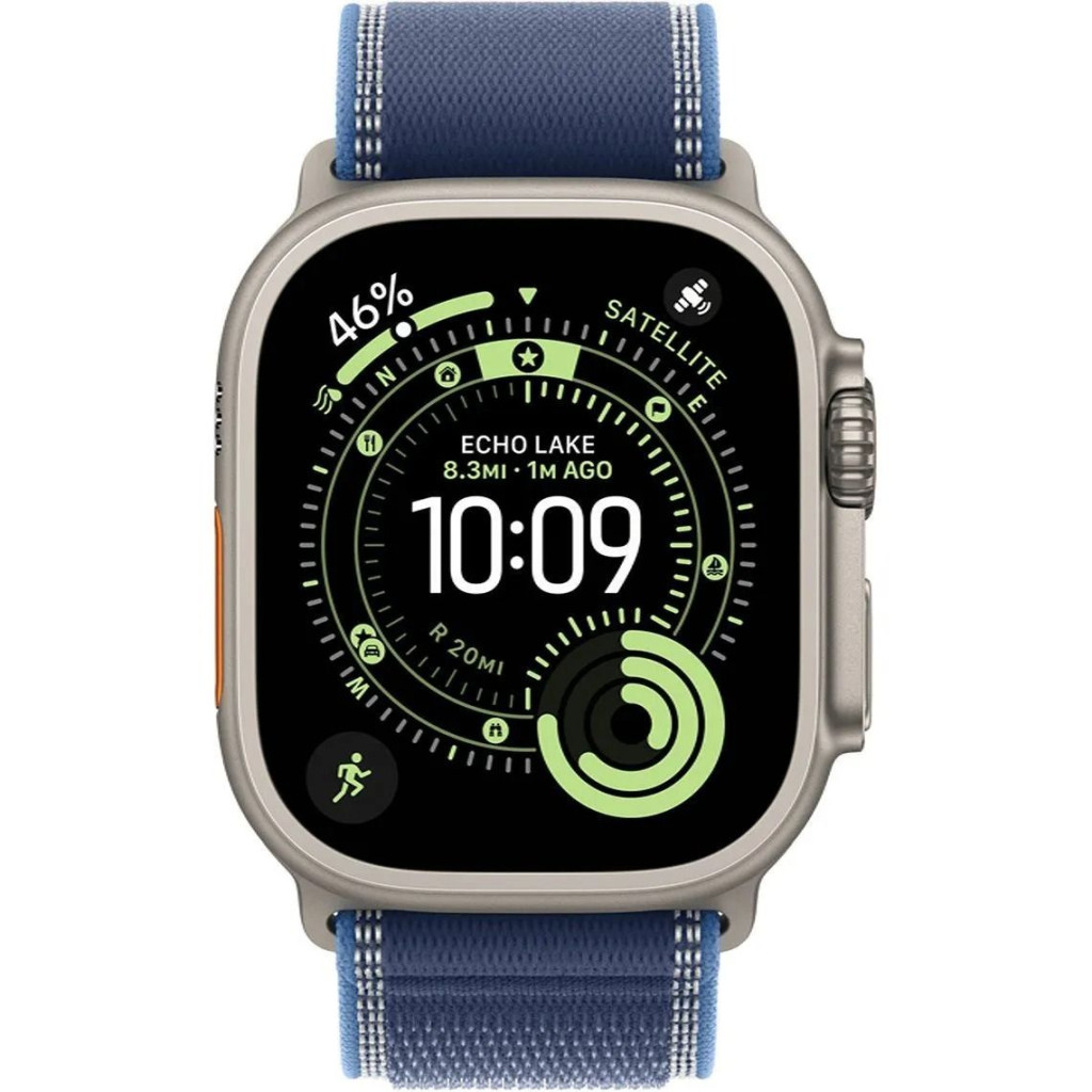 Apple Watch Ultra 3 LTE 49mm Natural Tit. Case w. Blue/Bright Blue Trail Loop - M/L (MEWU4)