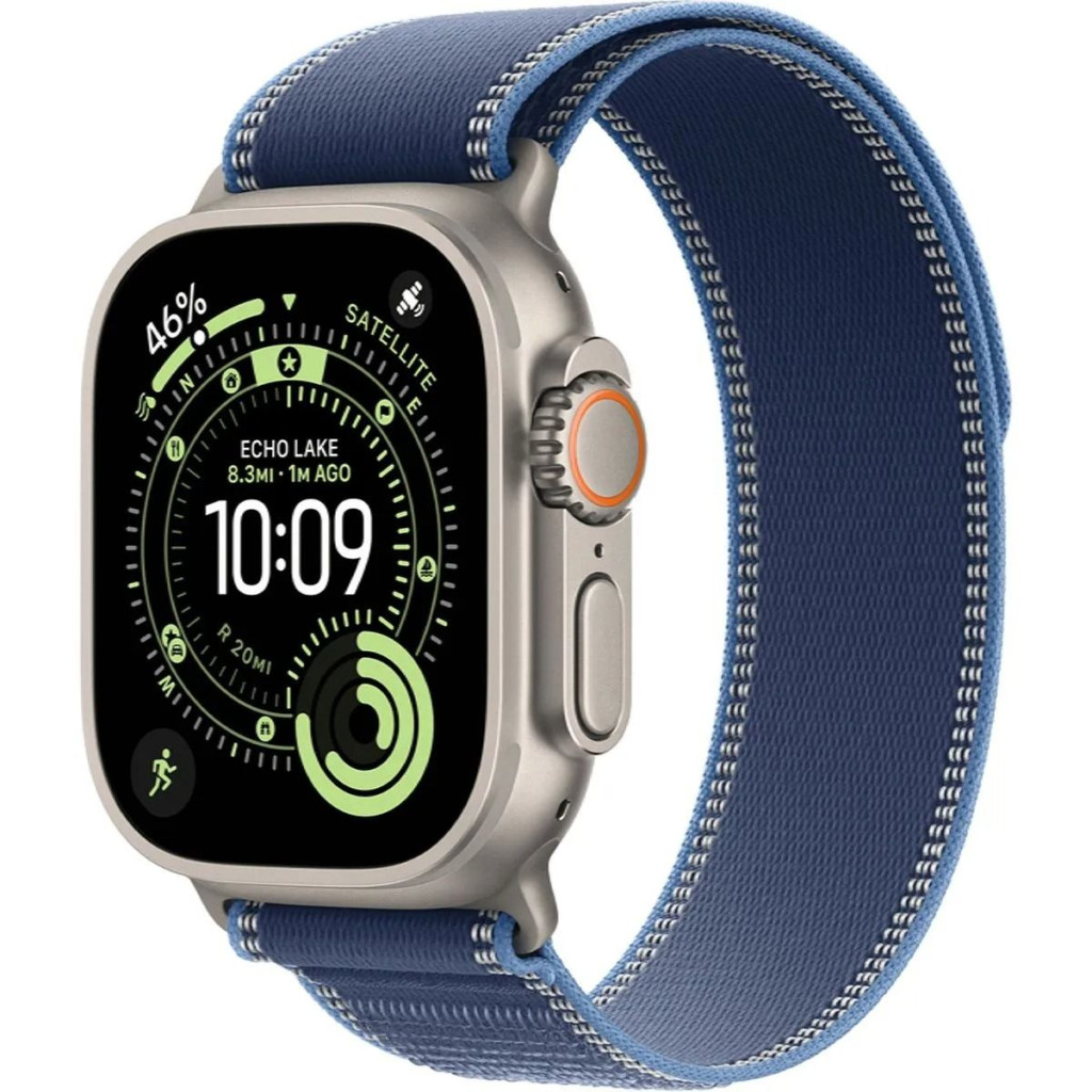 Apple Watch Ultra 3 LTE 49mm Natural Tit. Case w. Blue/Bright Blue Trail Loop - S/M (MEWR4)