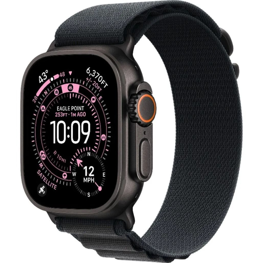 Apple Watch Ultra 3 GPS + Cellular 49mm Black Tit. Case w. Black Alpine Loop - Large (MF0X4)